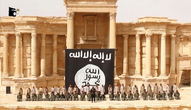An image grab taken from a video made available by Jihadist media outlet Welayat Homs on July 4, 2015, in the ancient amphitheater in the city of Palmyra.